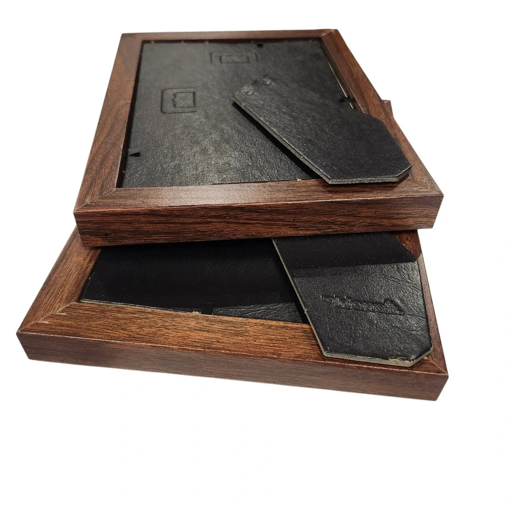 Vintage Intercraft Photo Frames Set of 2 5x7‎ Brown Ornate Carved Wood Grain